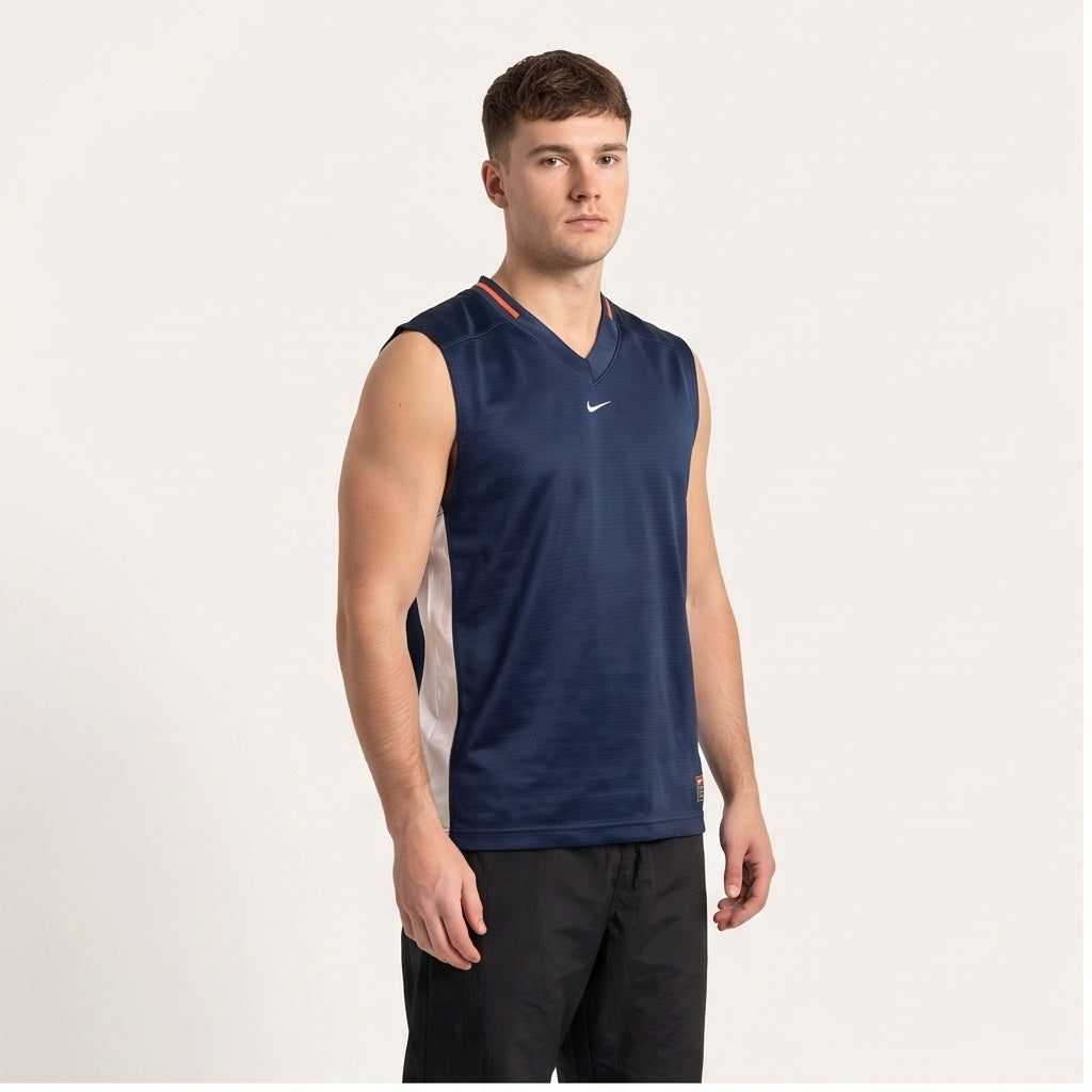 Nike Mesh Sleeveless Jersey - Navy/White