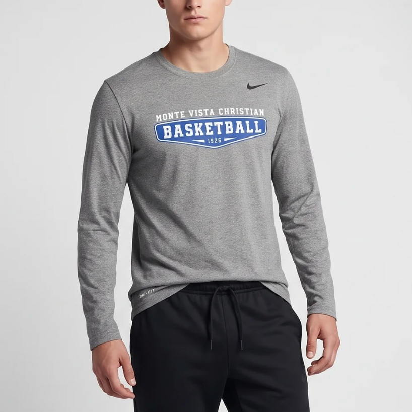 Monte Vista Christian Basketball Long Sleeve - Heather Grey