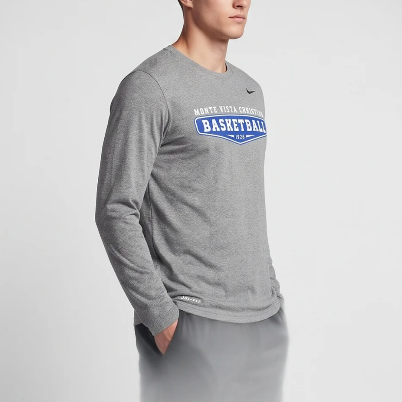 Monte Vista Christian Basketball Long Sleeve - Heather Grey