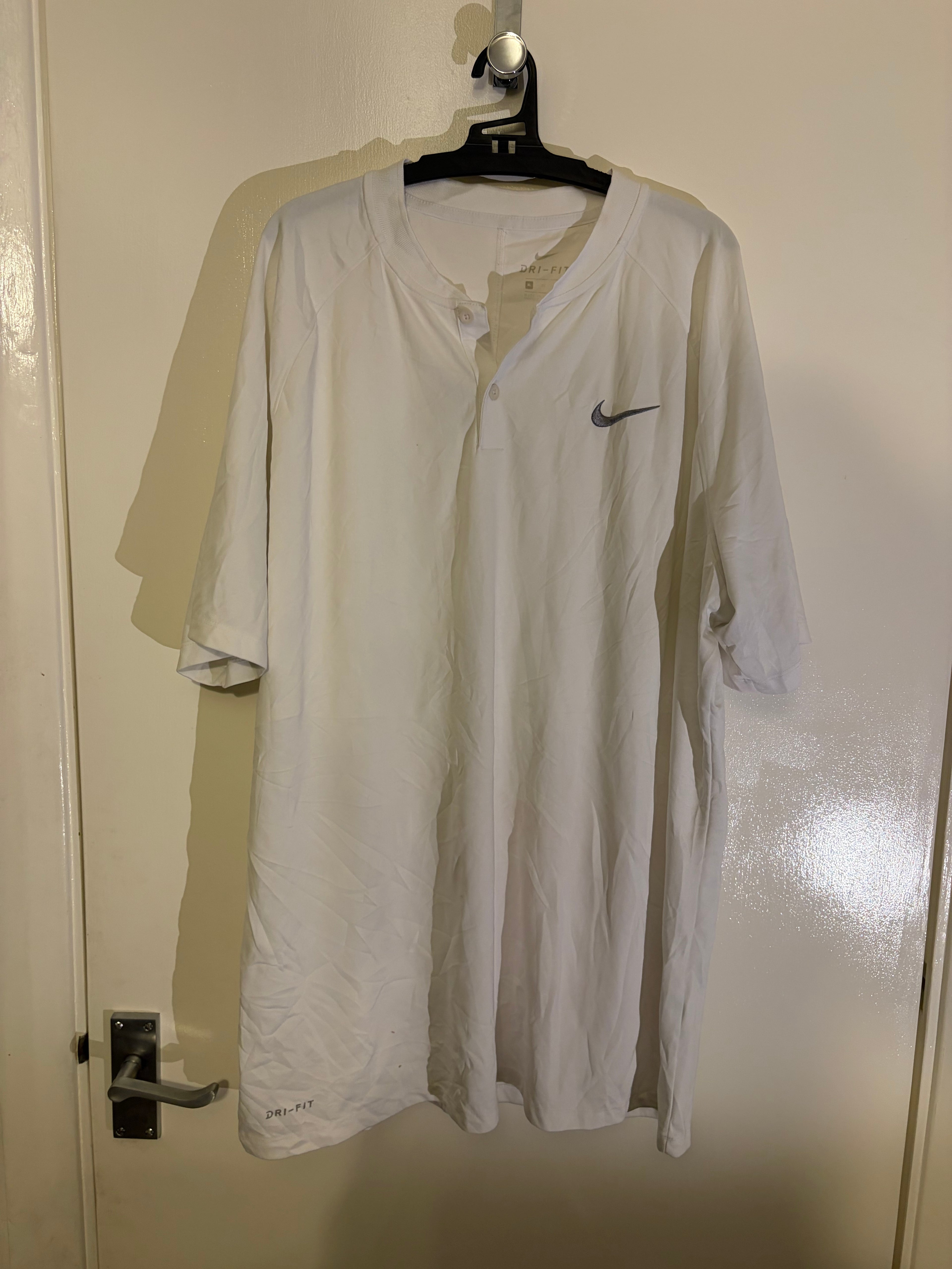 Nike Dri-Fit Two-Button Henley - White
