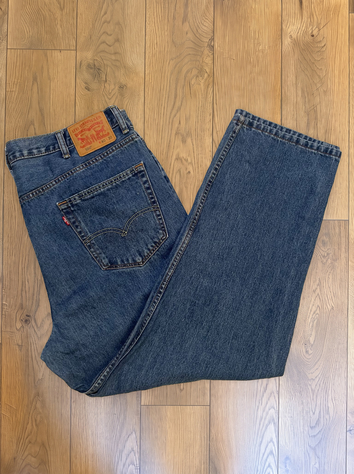 Vintage Levi's 550 jeans in classic blue — folded