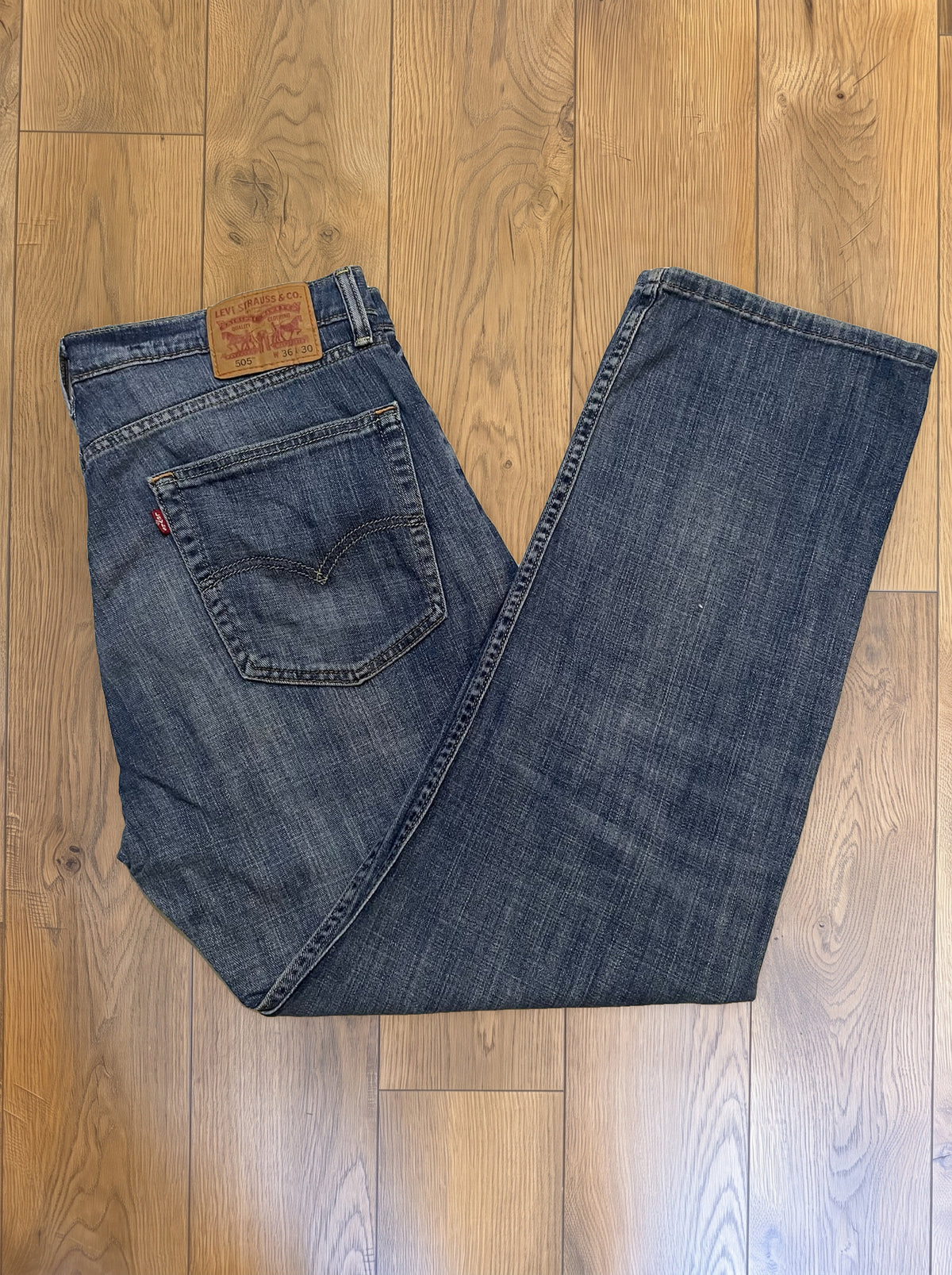 Vintage Levi's 505 jeans in medium blue — folded